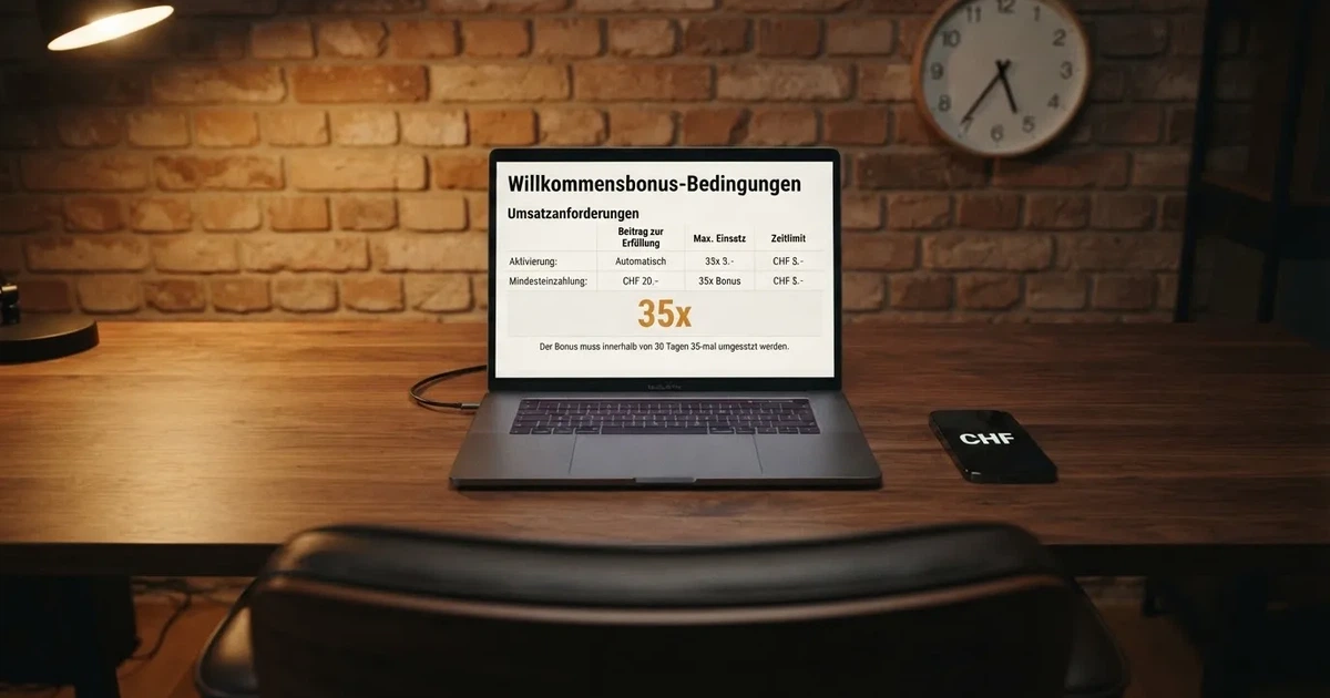Bildschirm mit Bonusbedingungen, Einsatztabelle und einer Uhr im Hintergrund — 20 freispiele ohne einzahlung