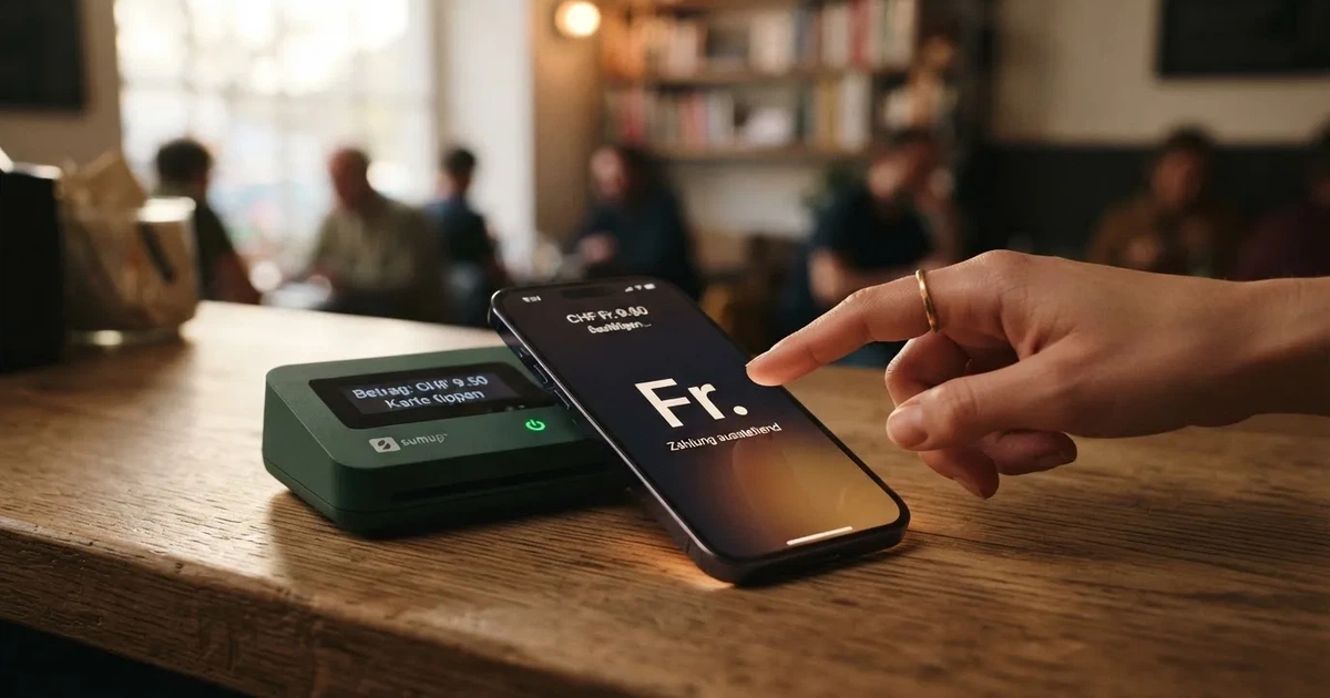 Kartenterminal und Smartphone mit einer ausstehenden Zahlungsbenachrichtigung — 30 franken bonus ohne einzahlung casino