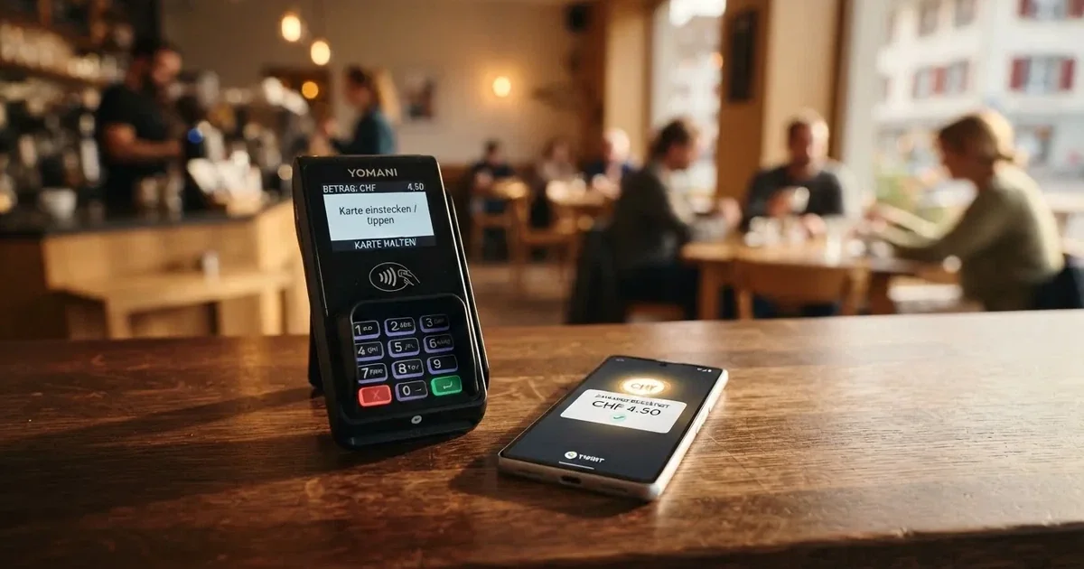 Kartenterminal und Smartphone mit einer ausstehenden Zahlungsbenachrichtigung — 5 franken bonus ohne einzahlung casino