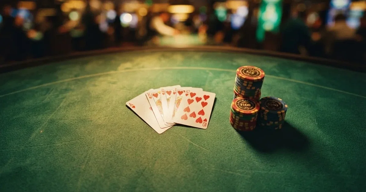 Beleuchteter Spieltisch mit Karten, von oben gesehen — aviator online casino