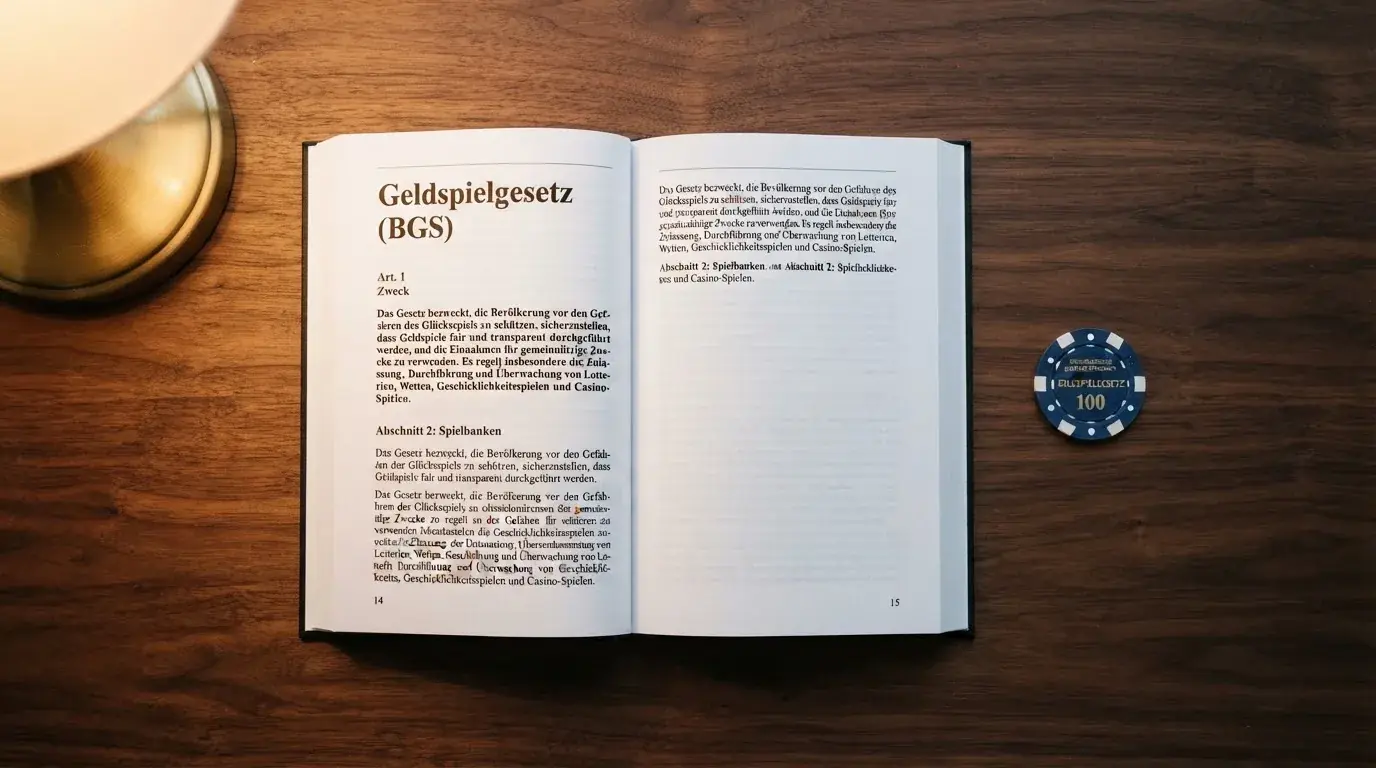 Amtliches Schreiben mit Stempel auf einem Schreibtisch neben einem Gesetzbuch — beste auszahlungsquote online casino