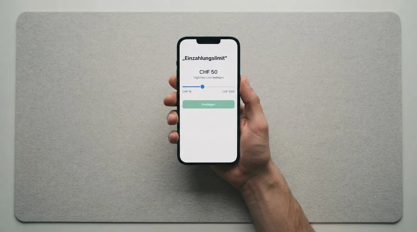 Hand hält ein Smartphone mit einem Formular zur Einzahlungsgrenze, ruhige Stimmung — beste online casinos echtgeld